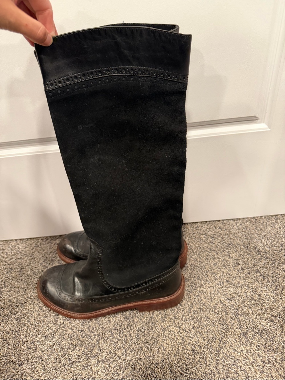 Marc by Marc Jacob’s women’s Tall Black Leather Riding Boot suede size 38 - Picture 2 of 7